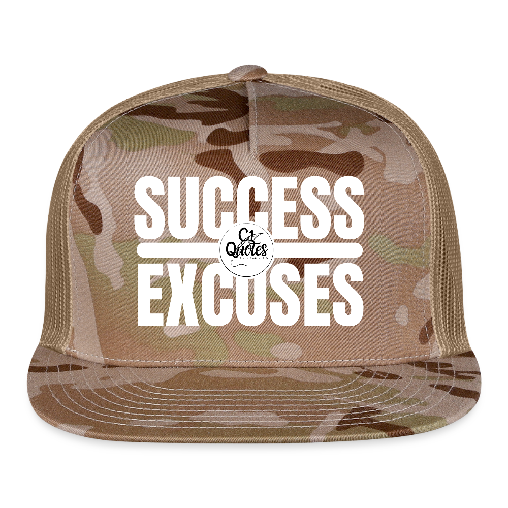 Success Over Excuses Trucker Hat (White Print BB)
