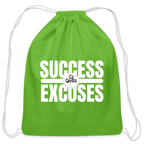 Success Over Excuses Cotton Drawstring Bag (White Print)