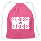 Success Over Excuses Cotton Drawstring Bag (White Print)