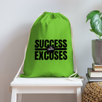 Success Over Excuses Cotton Drawstring Bag (Black Print)