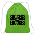 Success Over Excuses Cotton Drawstring Bag (Black Print)