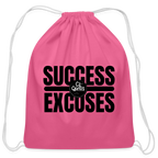 Success Over Excuses Cotton Drawstring Bag (Black Print)