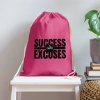 Success Over Excuses Cotton Drawstring Bag (Black Print)