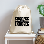 Success Over Excuses Cotton Drawstring Bag (Black Print)