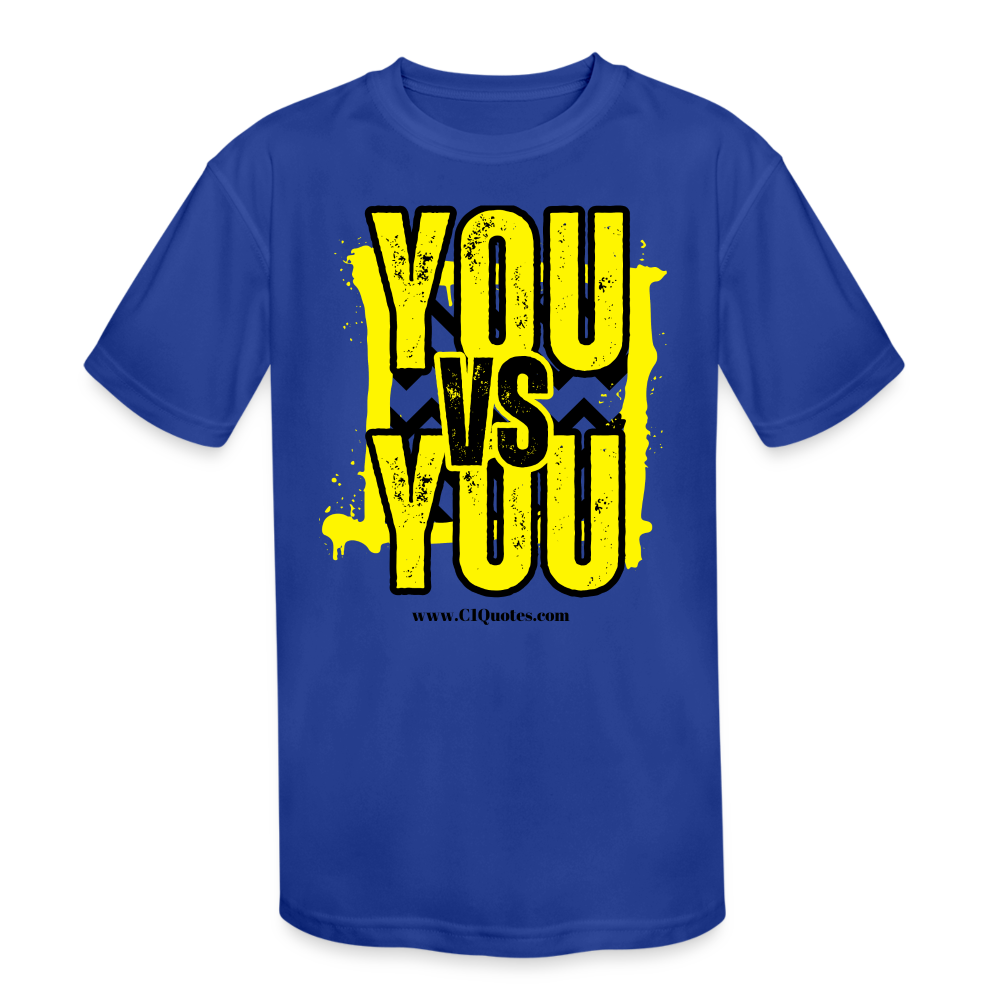You vs You (Yellow w/ Black Outline) Kids' Moisture Wicking Performance T-Shirt