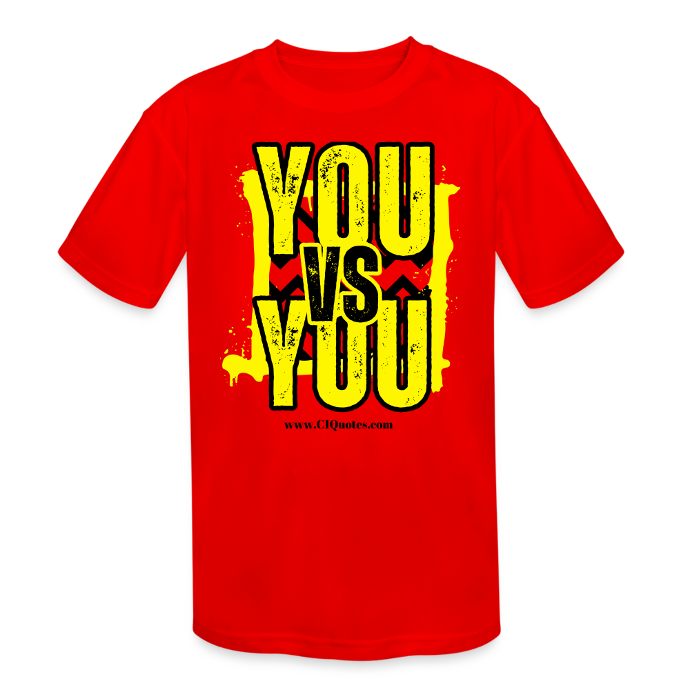 You vs You (Yellow w/ Black Outline) Kids' Moisture Wicking Performance T-Shirt