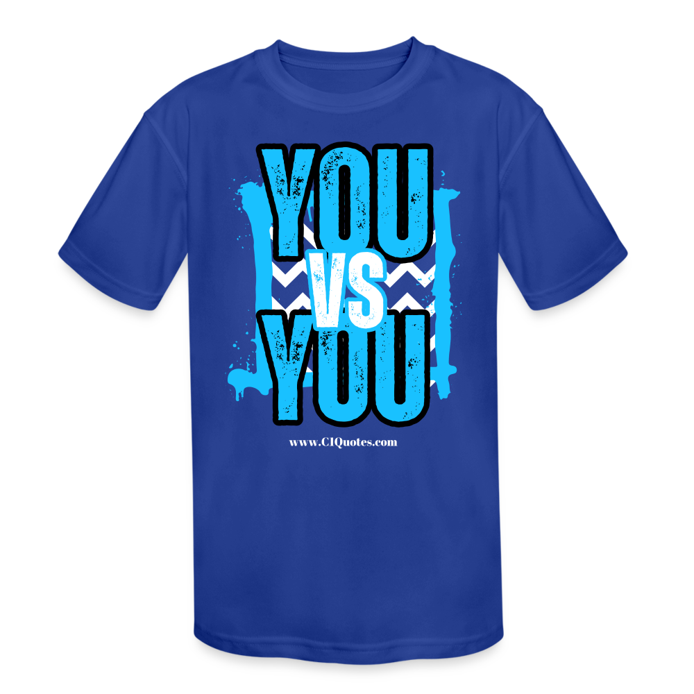 You vs You (Blue w/ Black Outline) Kids' Moisture Wicking Performance T-Shirt