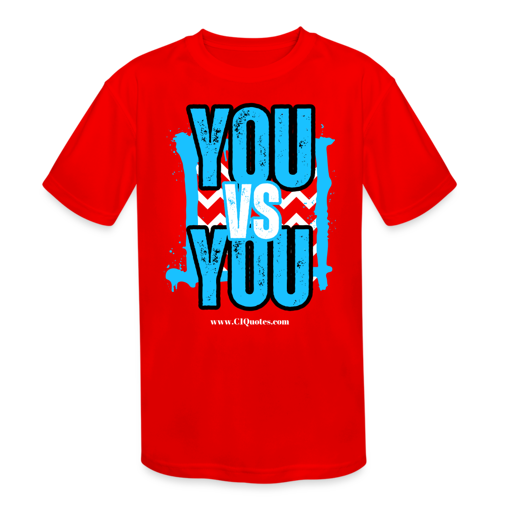 You vs You (Blue w/ Black Outline) Kids' Moisture Wicking Performance T-Shirt