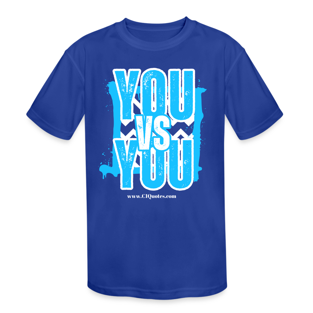 You vs You (Blue w/ White Outline) Kids' Moisture Wicking Performance T-Shirt