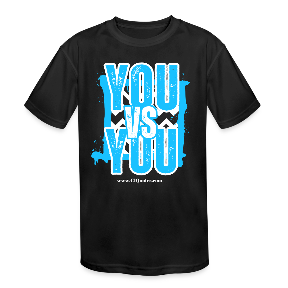 You vs You (Blue w/ White Outline) Kids' Moisture Wicking Performance T-Shirt