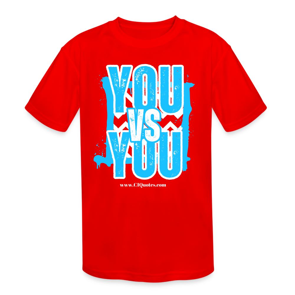 You vs You (Blue w/ White Outline) Kids' Moisture Wicking Performance T-Shirt